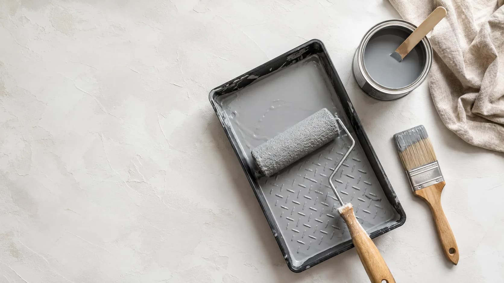 Maalaustyöt — välineet flat-lay