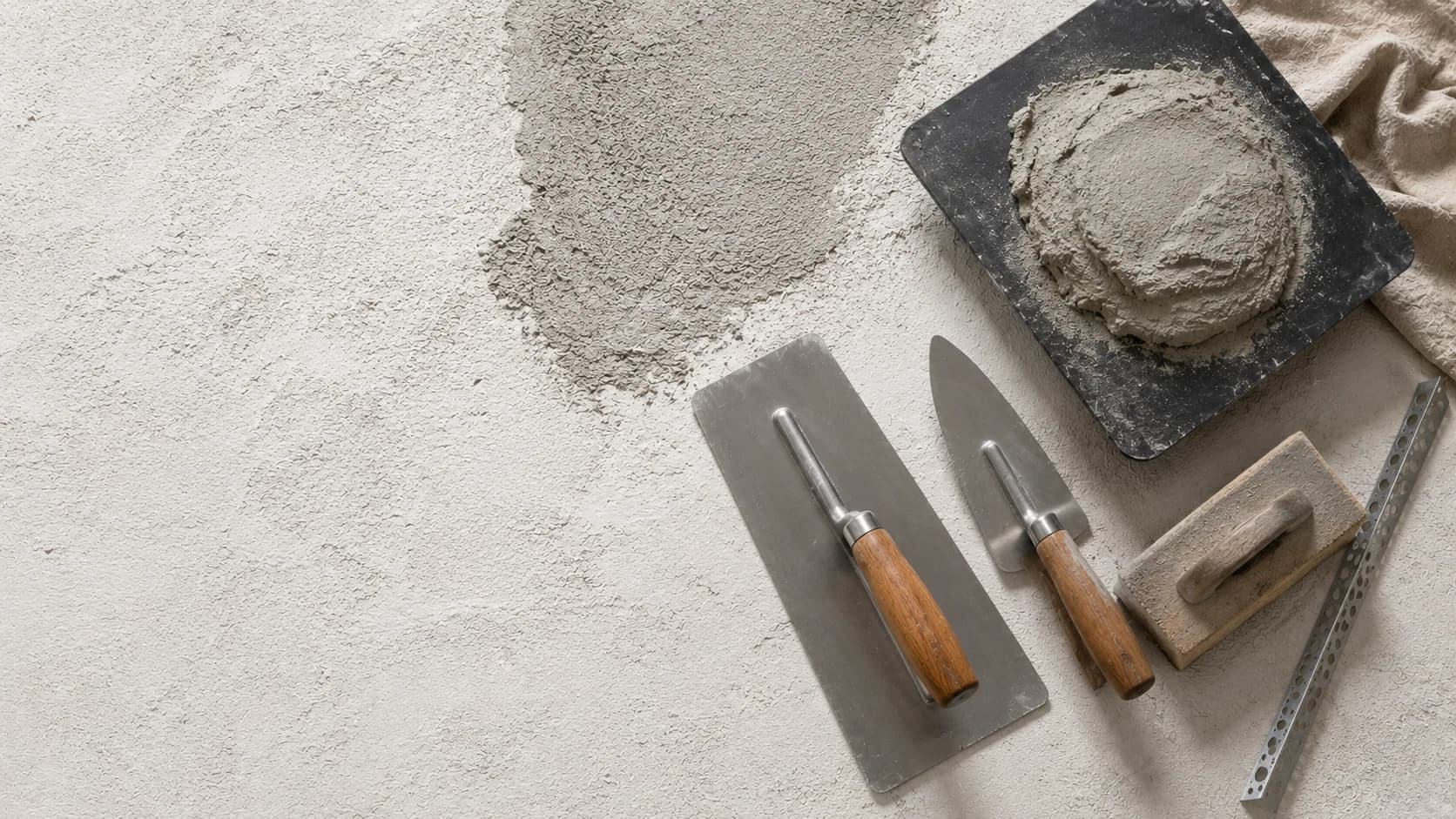 Julkisivurappaus — välineet flat-lay
